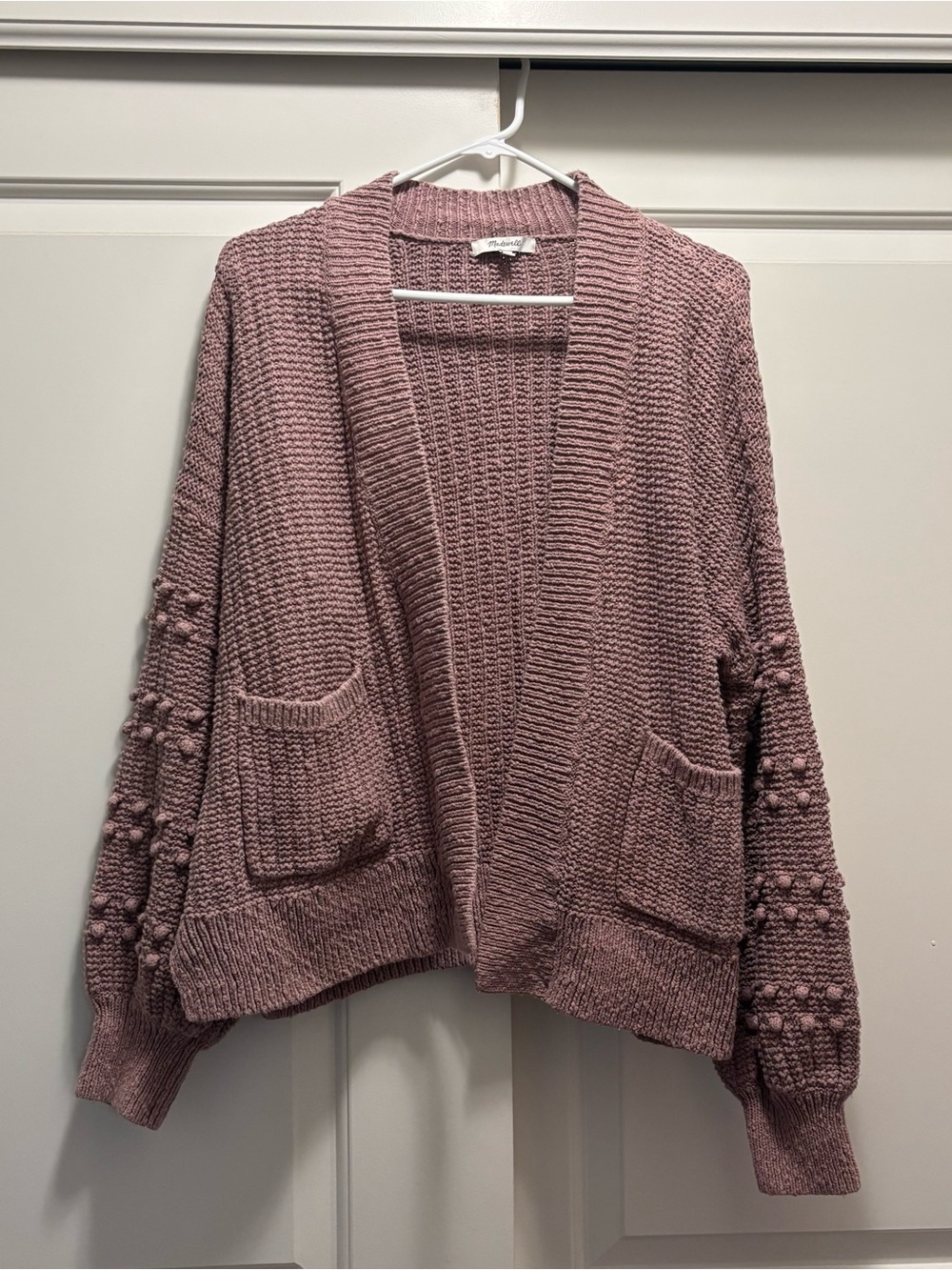 Madewell Pom Pom sleeve open cardigan, size L